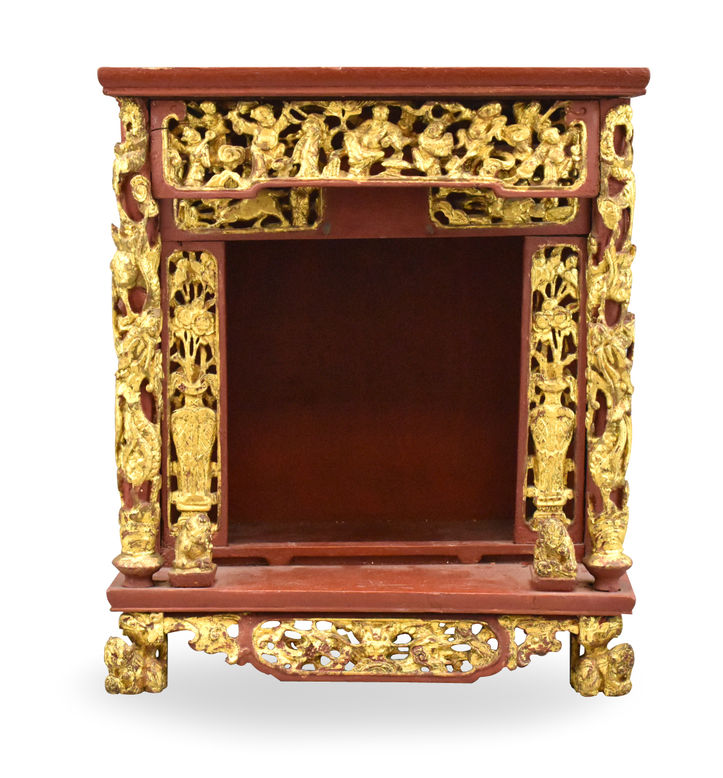 CHINESE GILT LACQUERED WOOD SHRINE