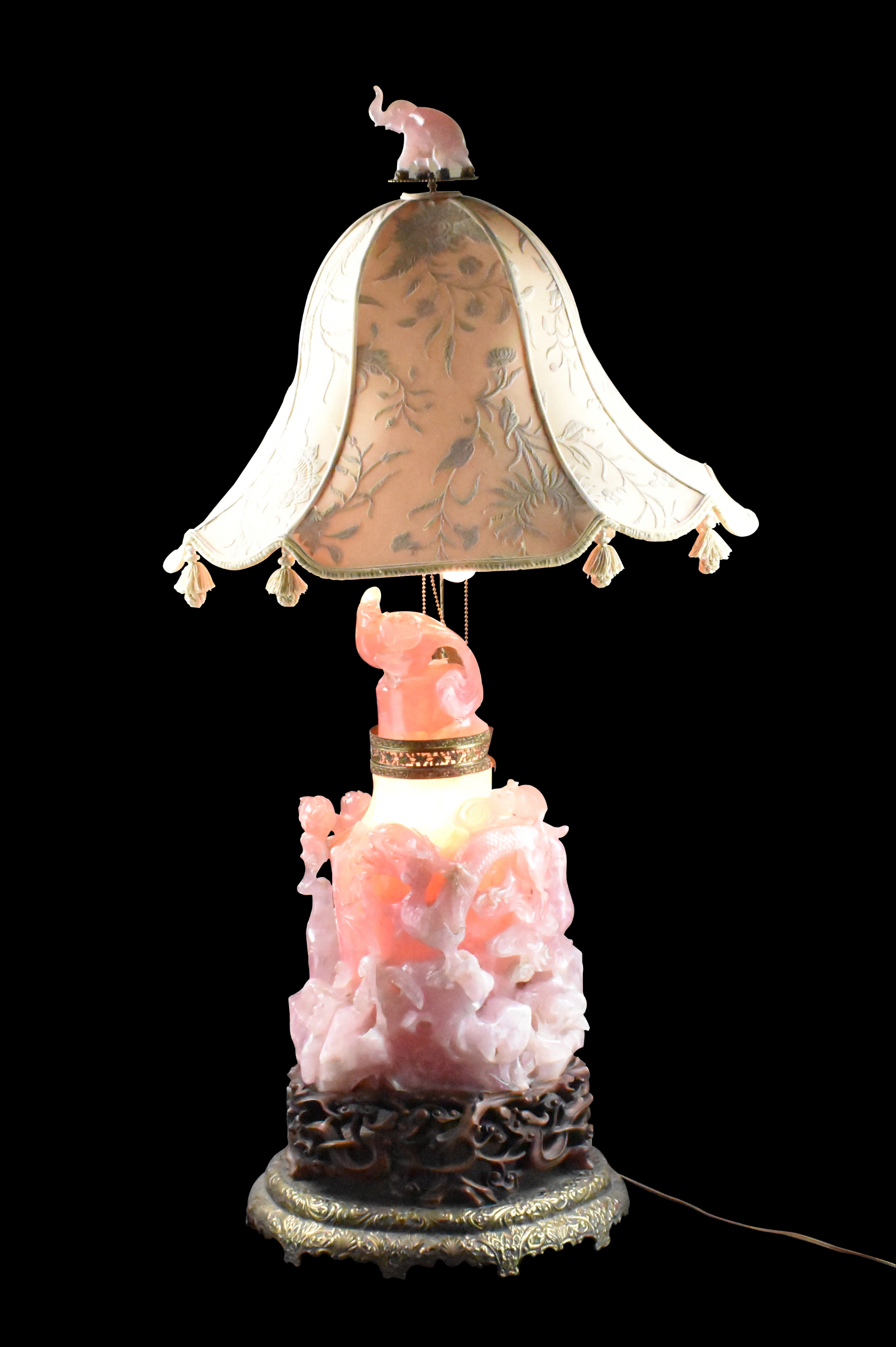 LARGE CHINESE ROSE QUARTZ COVERED