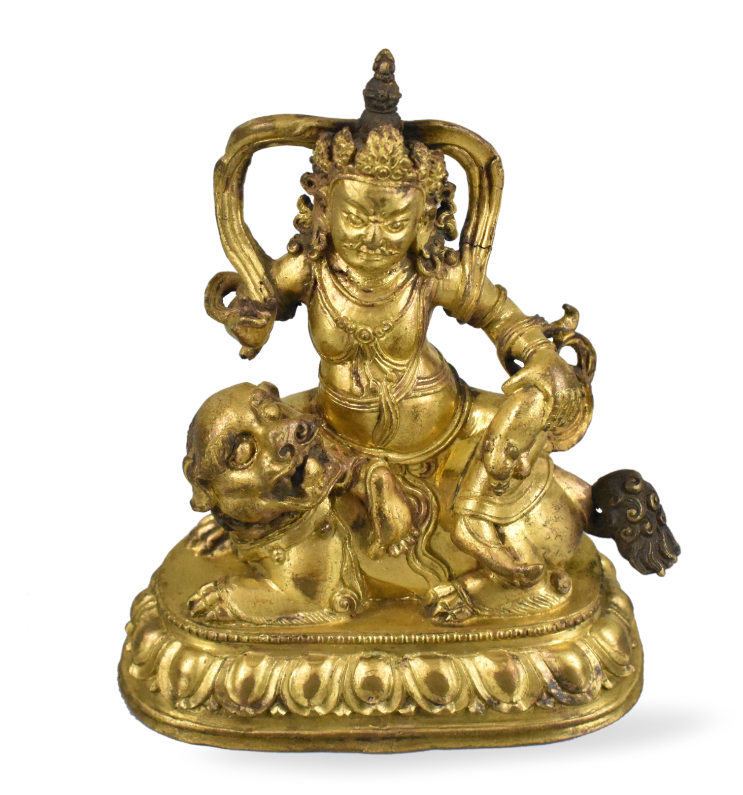 CHINESE GILT BRONZE JAMBHALA BUDDHA