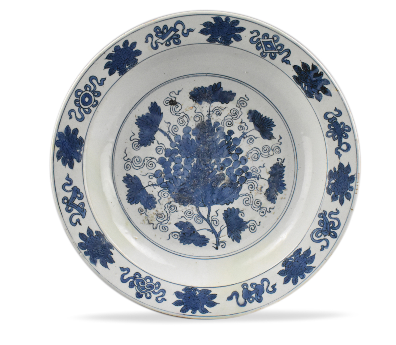 LARGE CHINESE BLUE & WHITE FLORAL