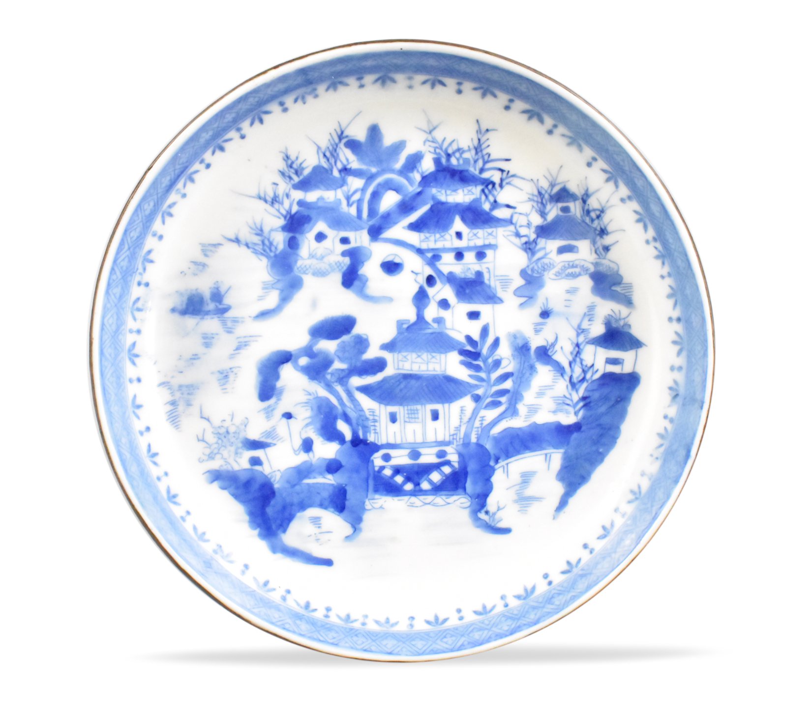 CHINESE BLUE & WHITE PLATE W/ LANDSCAPE,