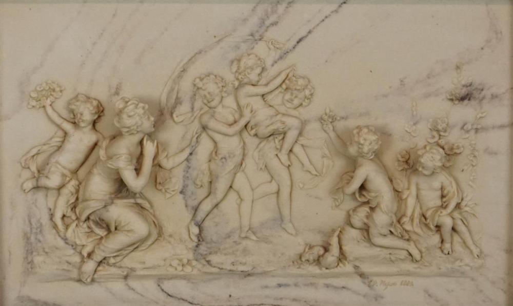 CAST MARBLE BAS-RELIEF OF CHILDRENCAST