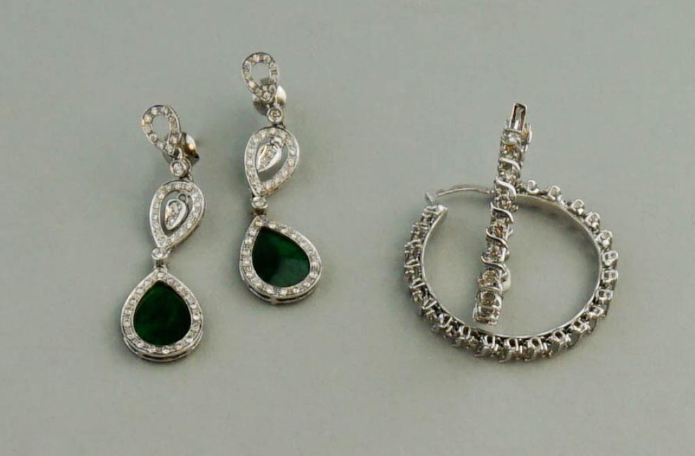 14K WHITE GOLD DIAMOND AND JADE 33a4df