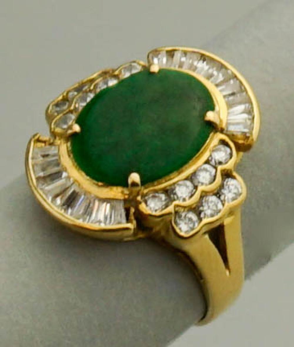 18K YELLOW GOLD JADE AND DIAMOND 33a501