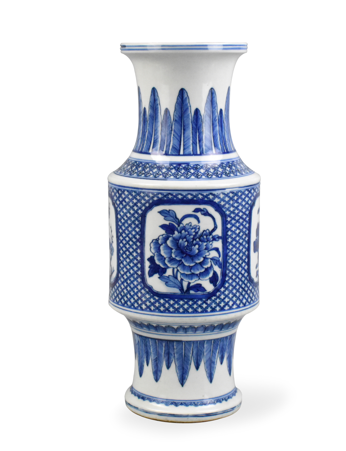 CHINESE BLUE & WHITE FLORAL VASE,19TH