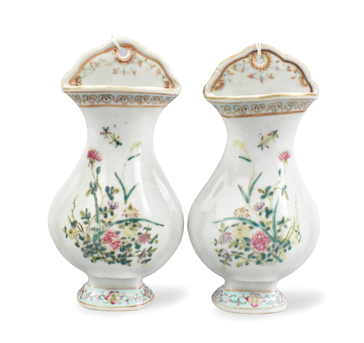 PAIR OF CHINESE FAMILLE ROSE WALL