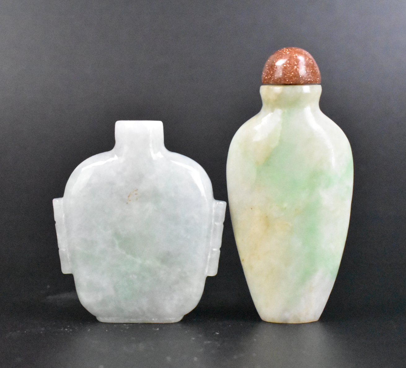 2 CHINESE JADEITE CARVED SNUFF