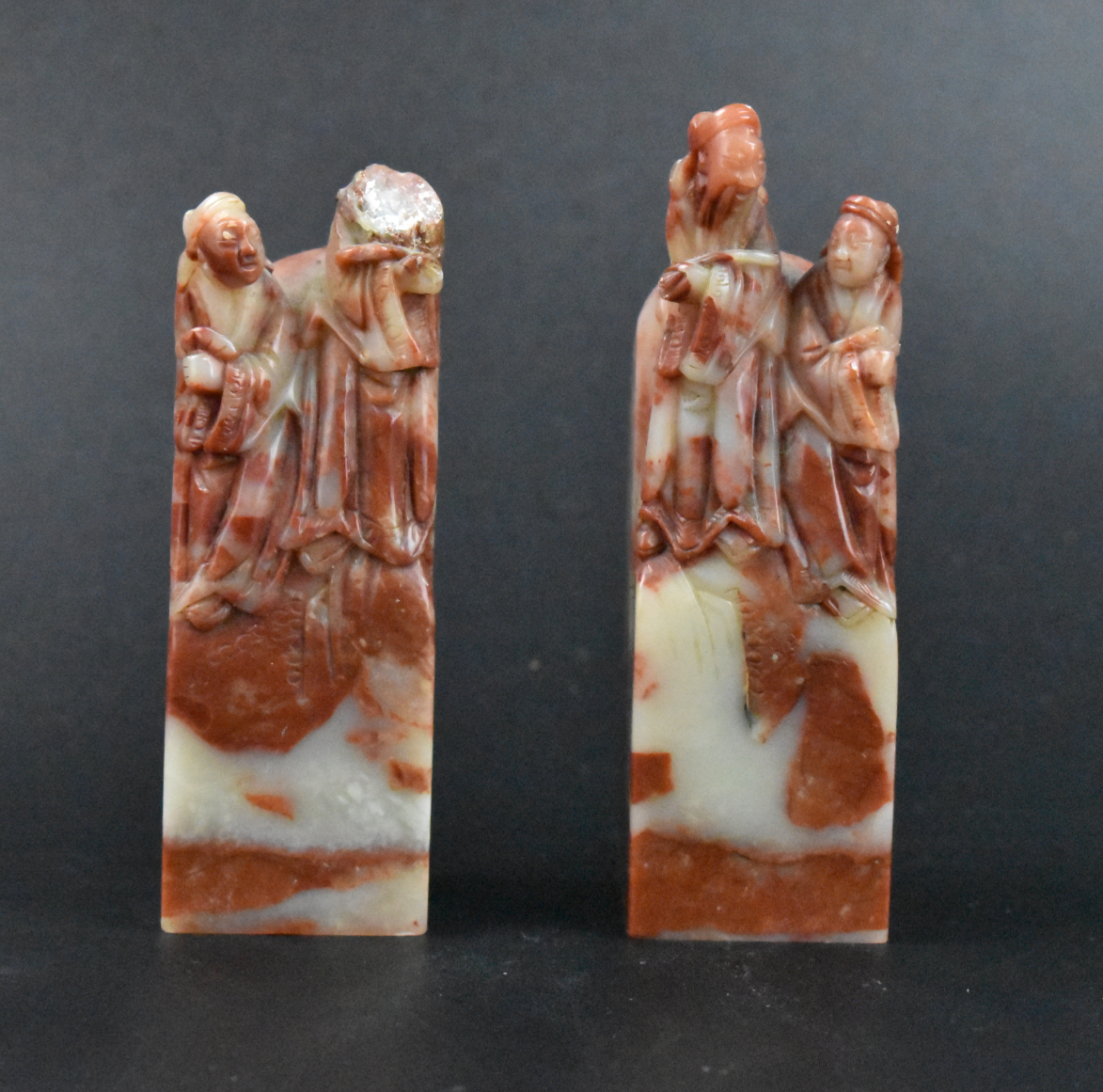 PAIR OF CHINESE SOAPSTONE CARVED
