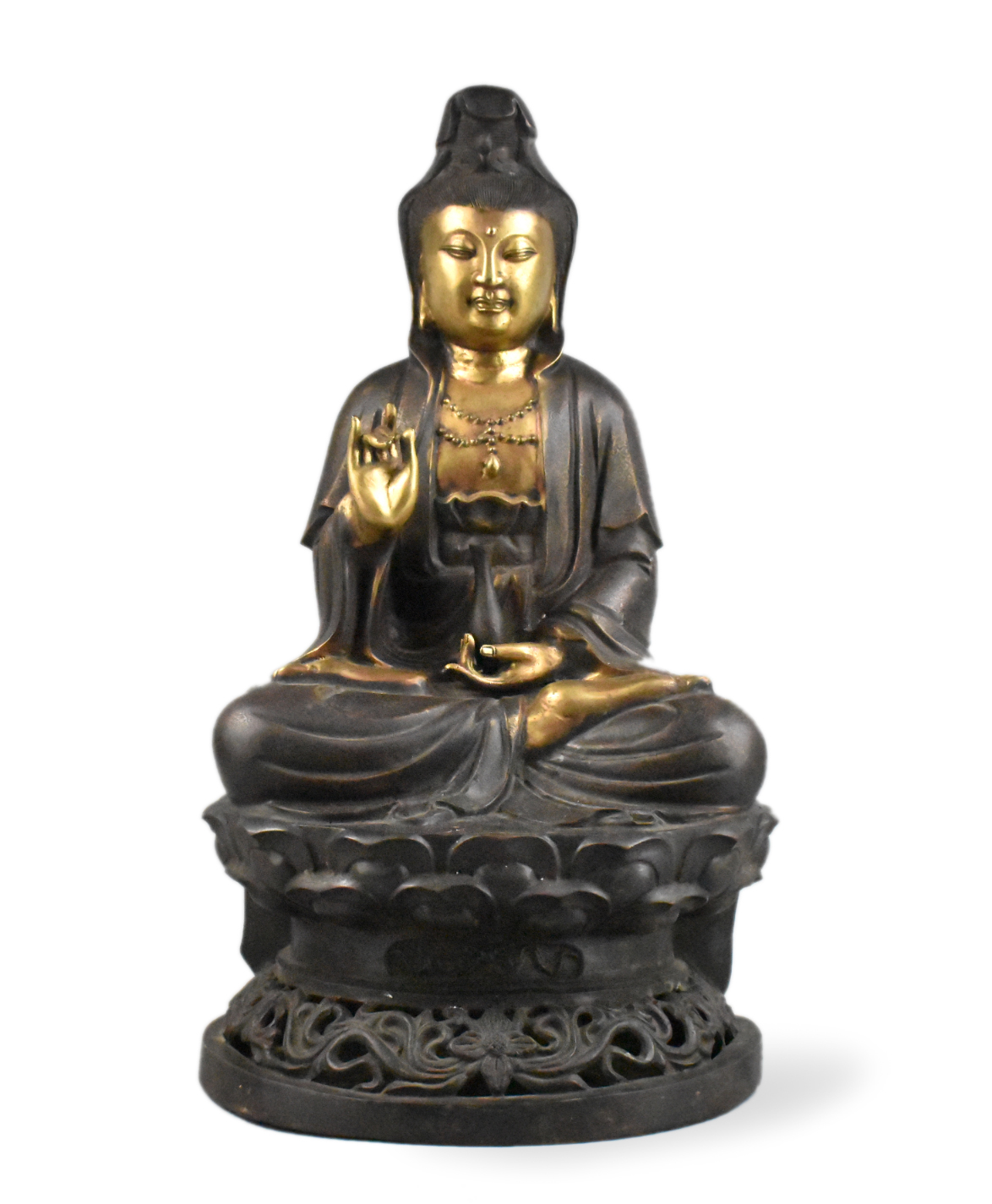 LARGE CHINESE GILT BRONZE SEATED