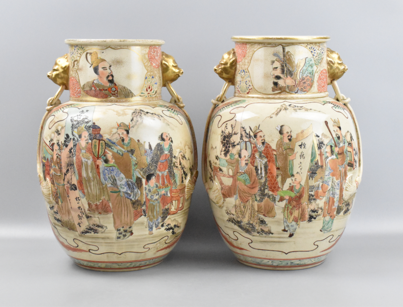 PAIR OF JAPANESE SATSUMA JARS,