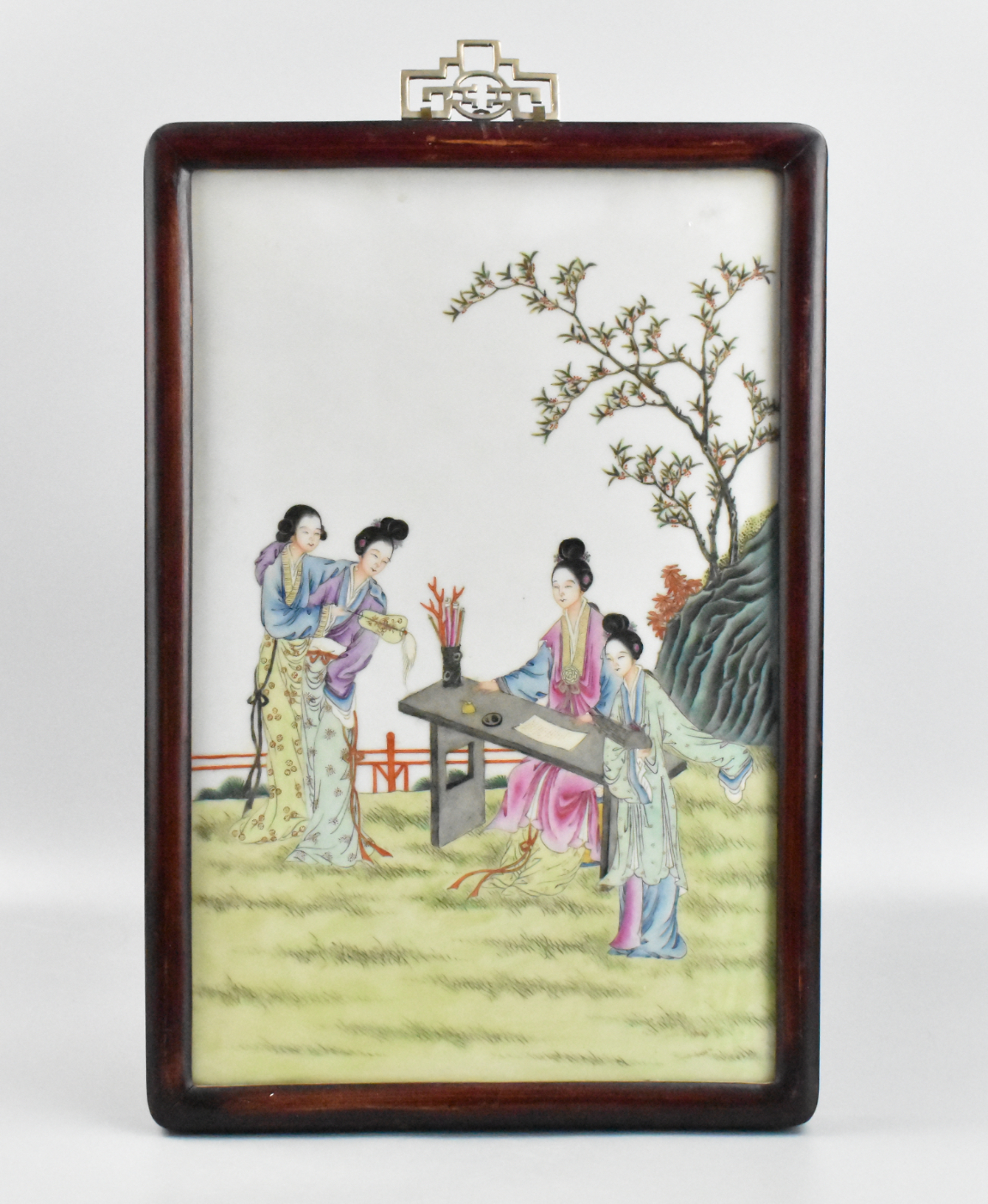 CHINESE FAMILLE ROSE PLAQUE W/