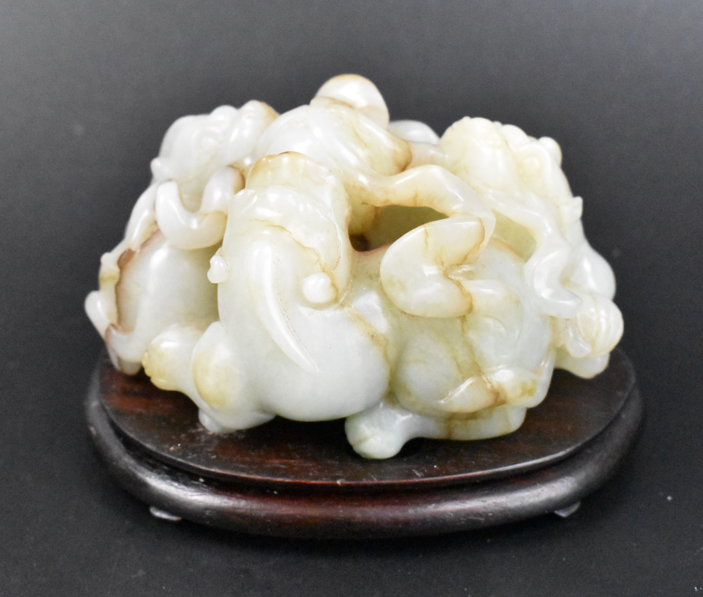 CHINESE JADE CARVED 3 FOO LION