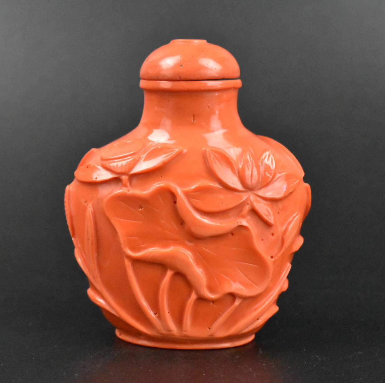 CHINESE GLASS CARVED CORAL RED 33a6a5