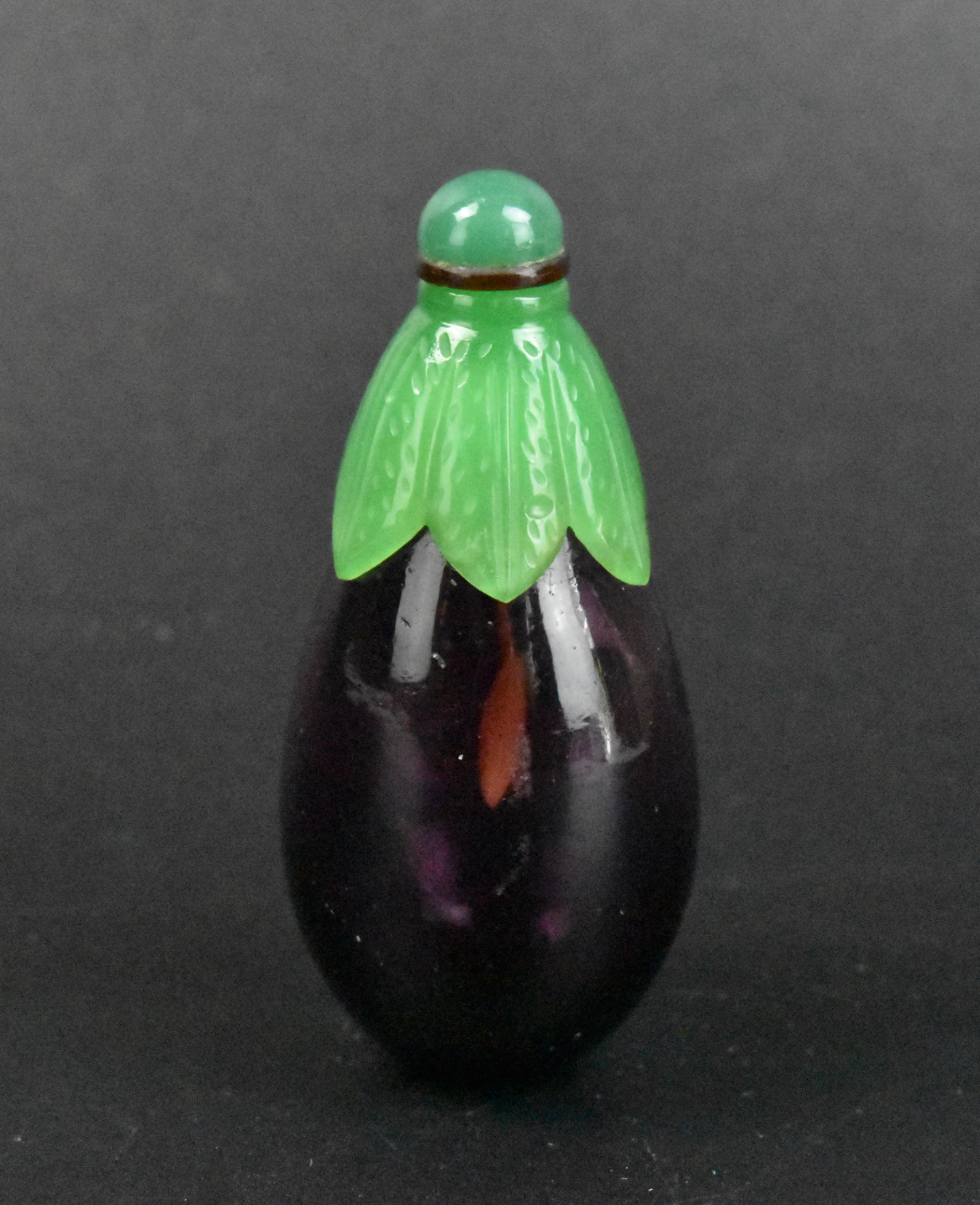 CHINESE GLASS CARVED AUBERGINE