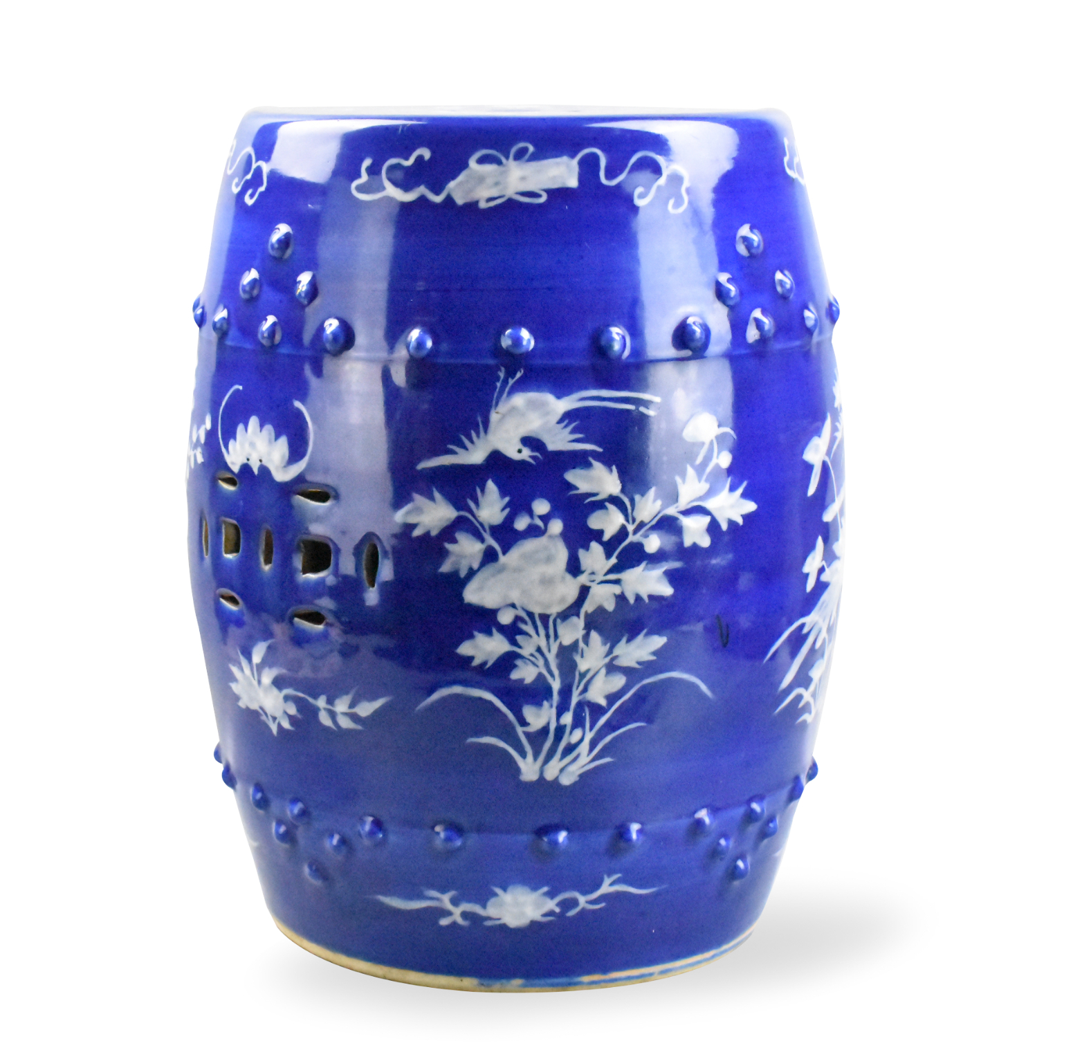 CHINESE BLUE AND WHITE GARDEN SEAT,