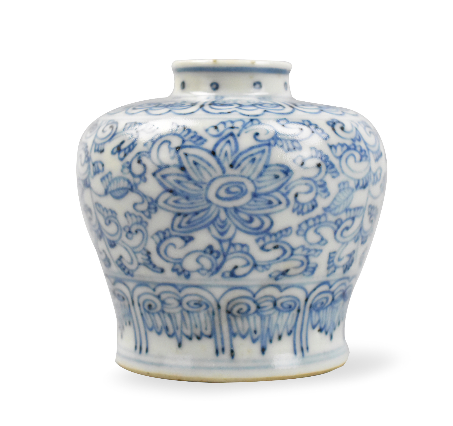 CHINESE BLUE WHITE JAR W SCROLLING 33a6ff