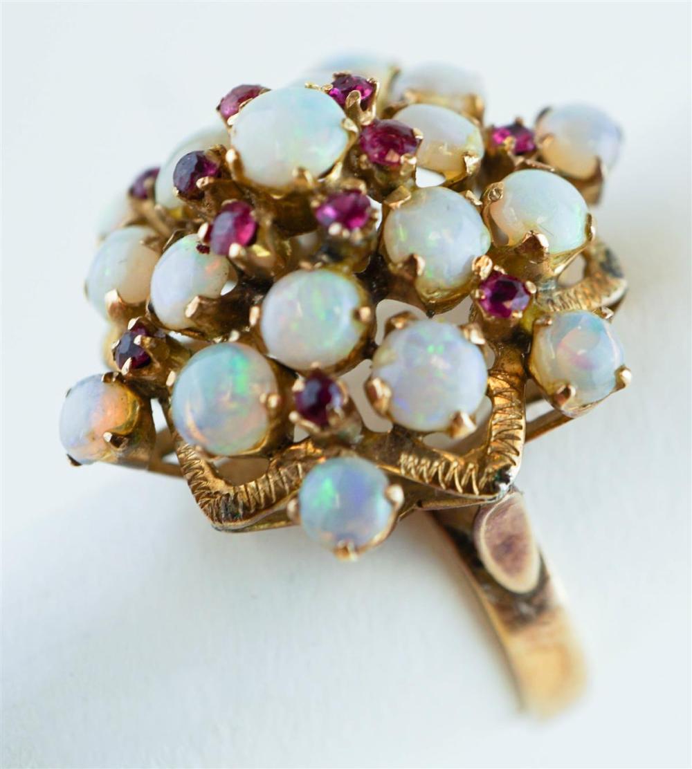14K YELLOW GOLD OPAL AND RUBY RING14K 33a707