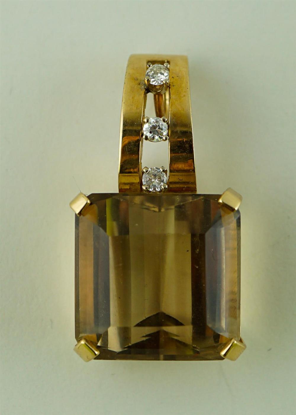 14K YELLOW GOLD DIAMOND AND FACETED