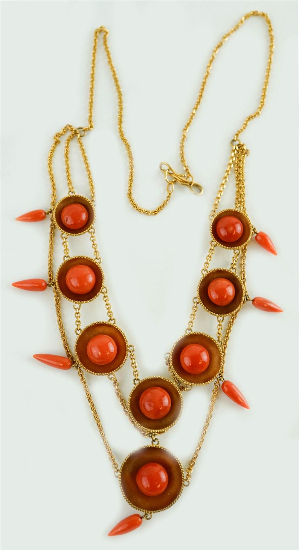 VINTAGE CORAL AND 14K YELLOW GOLD 33a739