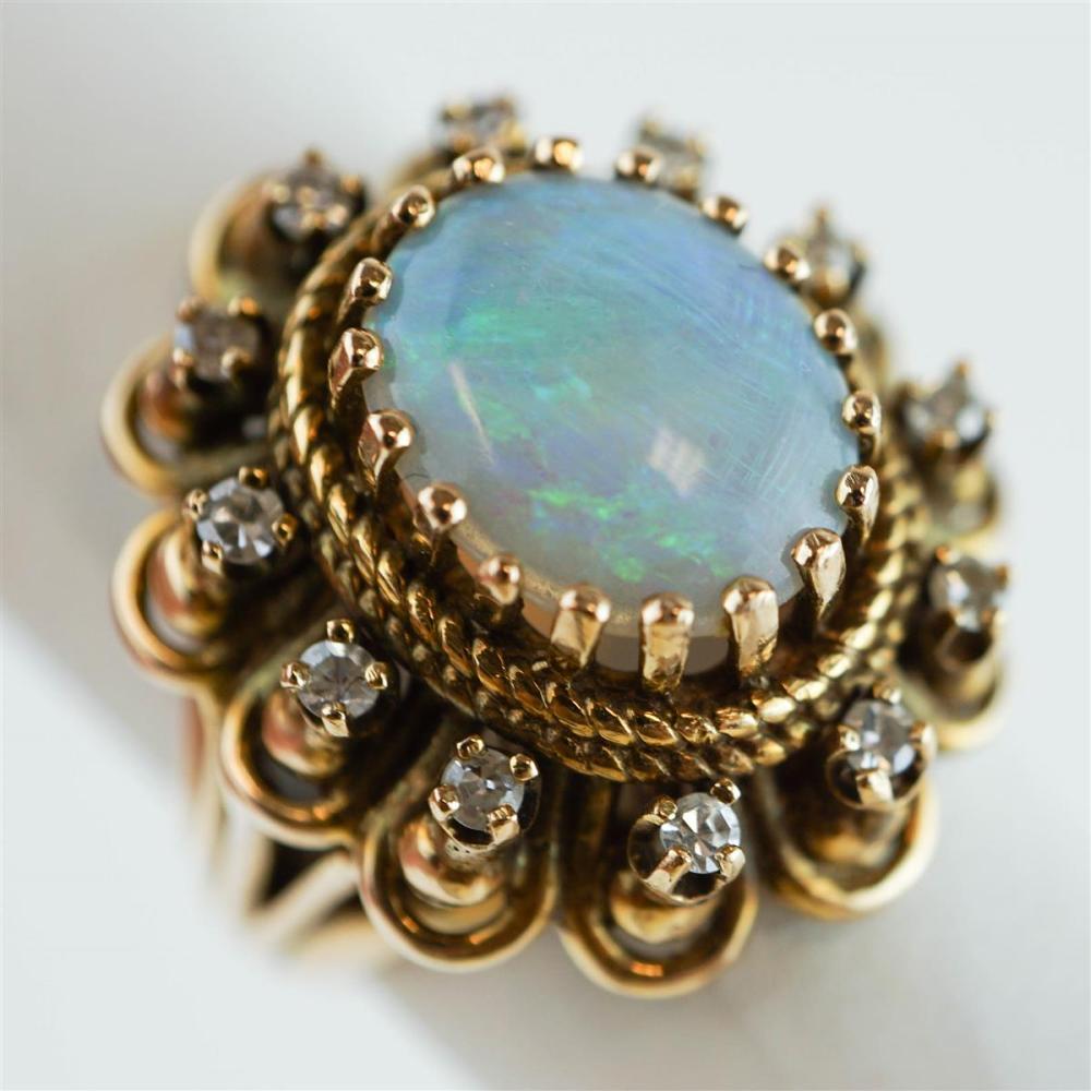 VINTAGE 14K YELLOW GOLD OPAL AND 33a735