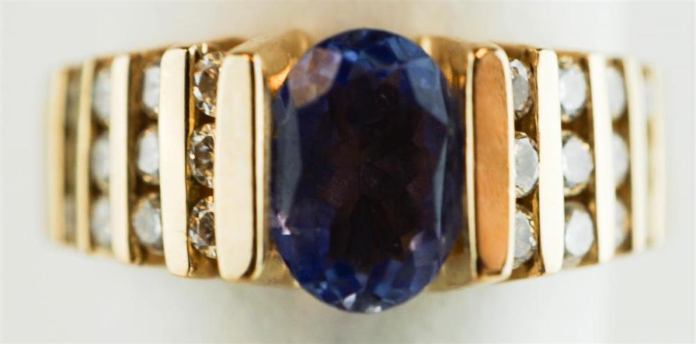 14K YELLOW GOLD TANZANITE AND DIAMOND 33a751