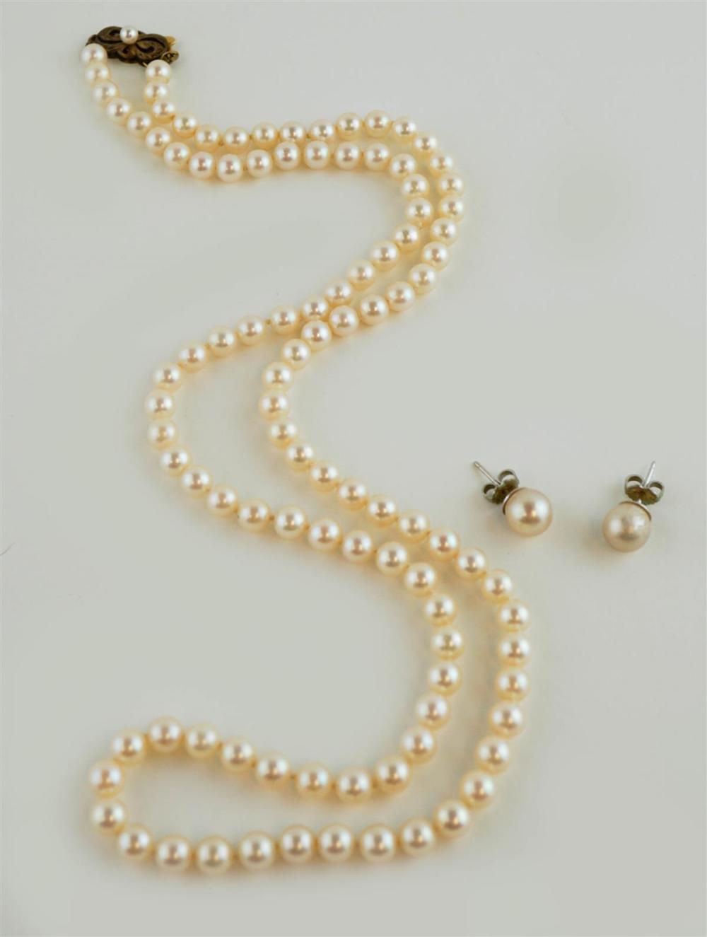 VINTAGE MIKIMOTO PEARL NECKLACE AND