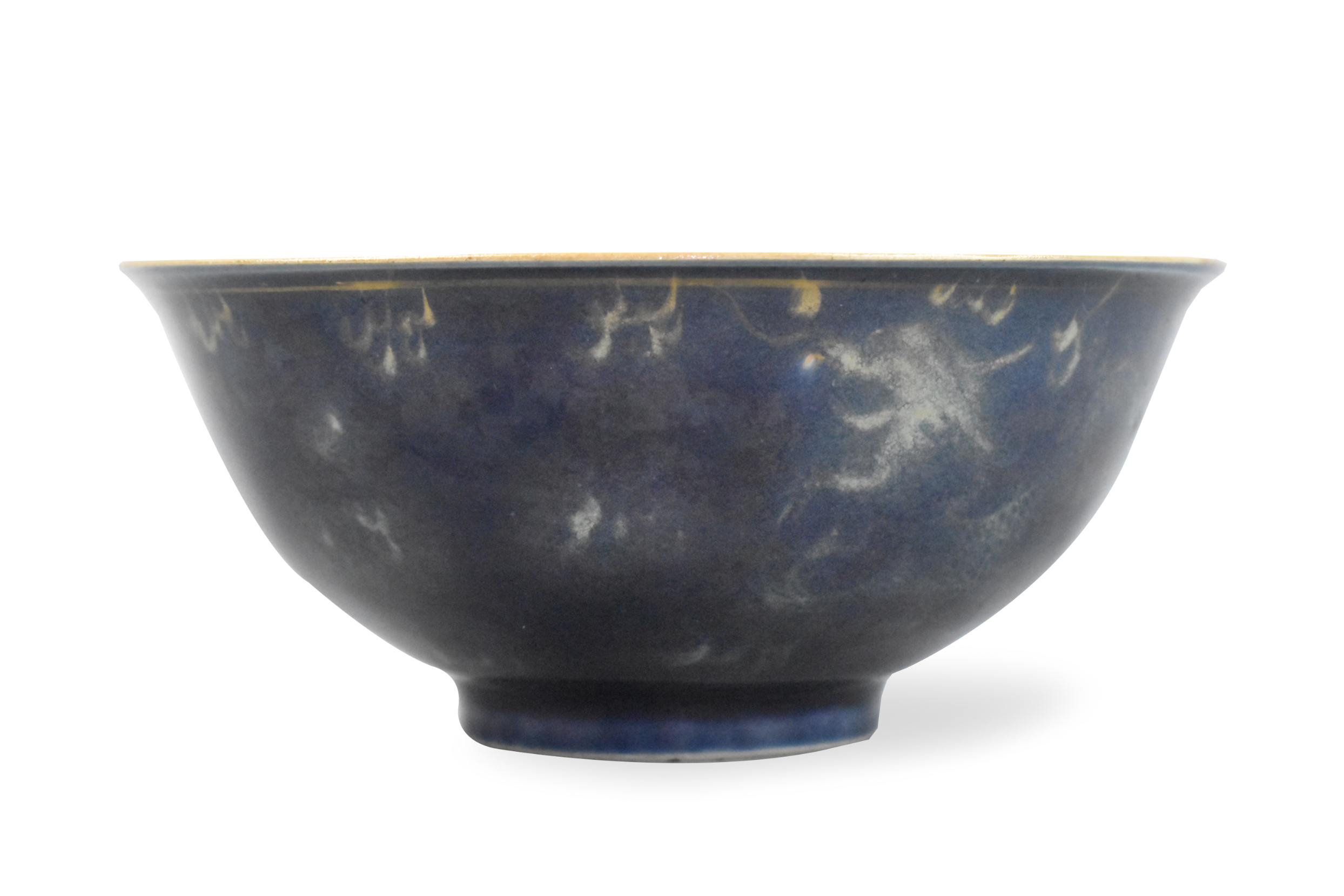 CHINESE GILT BLUE BOWL W/ DRAGON,