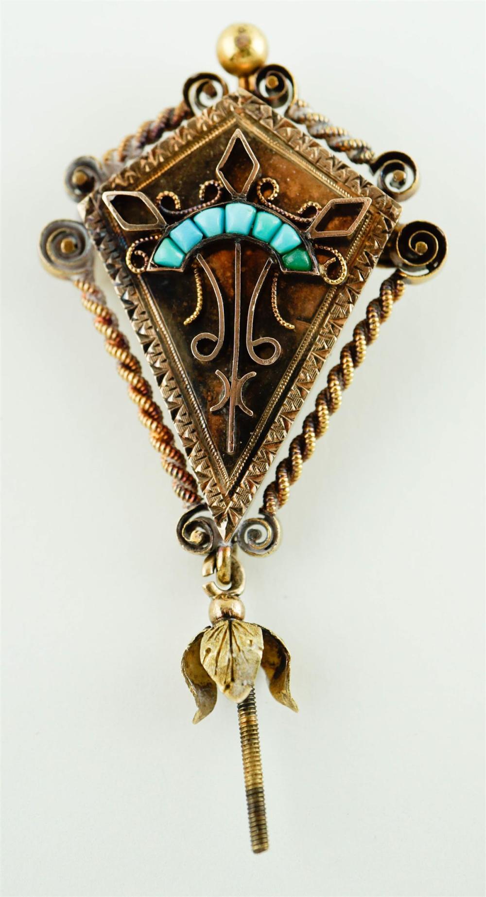 VICTORIAN GOLDTONE METAL AND TURQUOISE 33a7aa