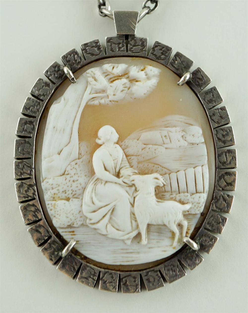 STERLING SILVER AND STONE CAMEO