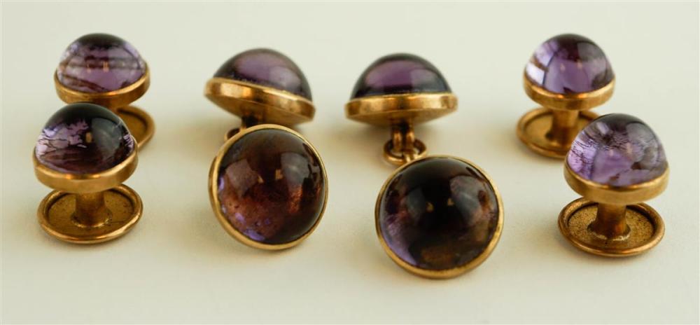 14K YELLOW GOLD AND AMETHYST CUFFLINK