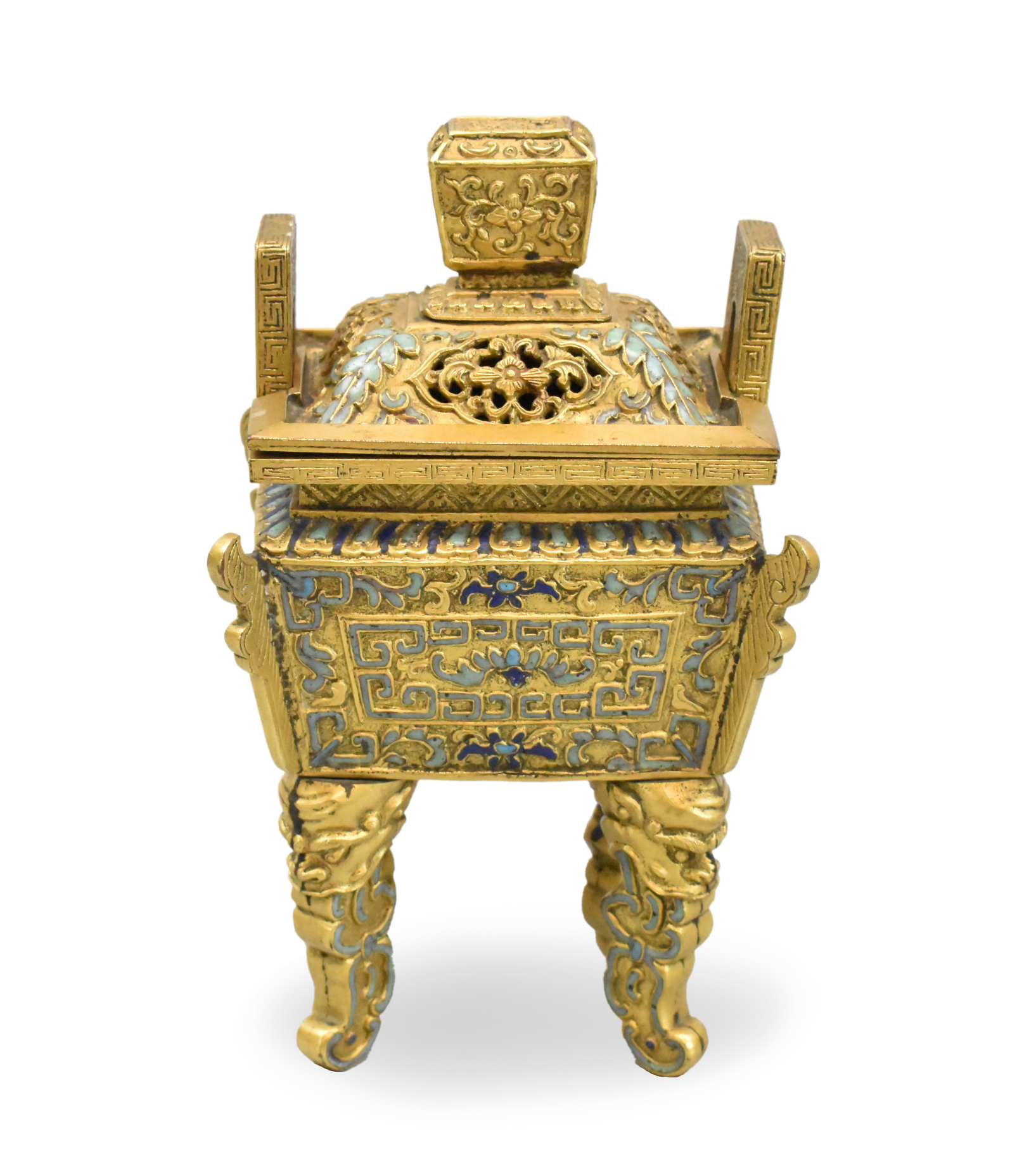 CHINESE GILT ENAMELED BRONZE DING 33a7c1