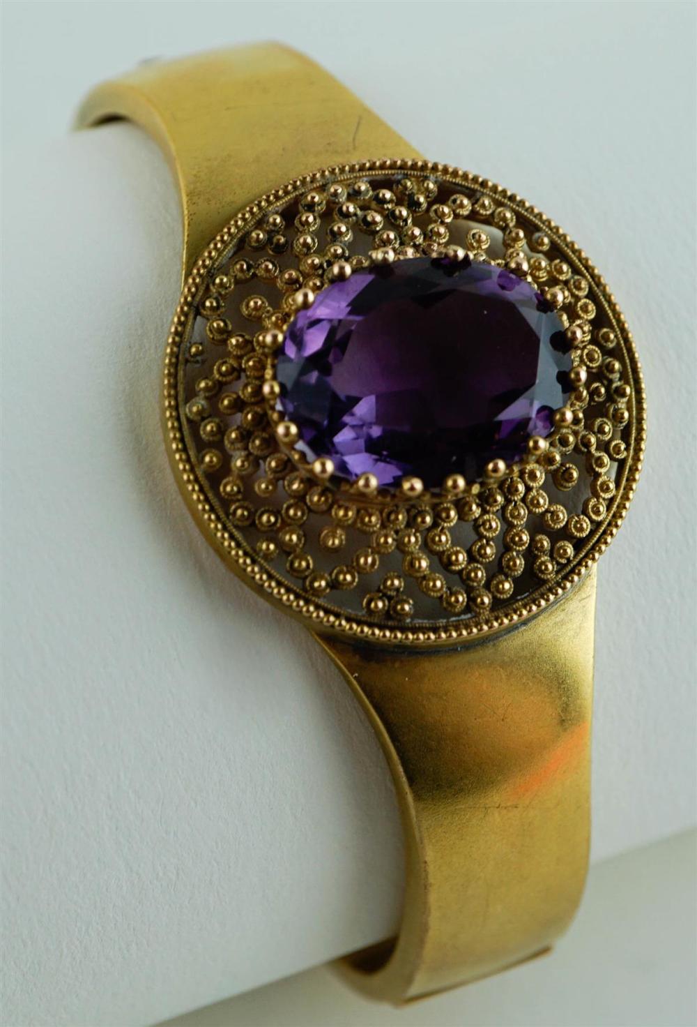 VICTORIAN 12K YELLOW GOLD AND AMETHYST