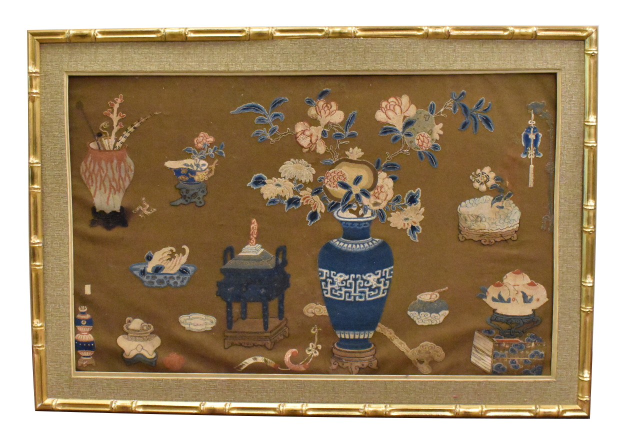 CHINESE IMPERIAL FABRIC PANEL W  33a80b