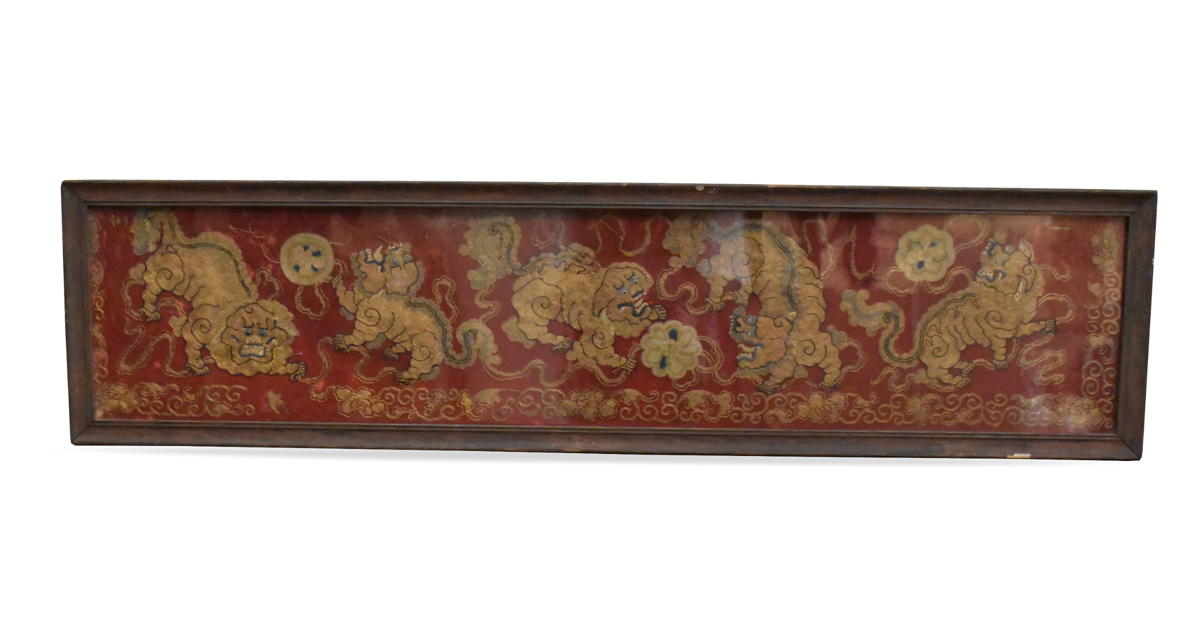 CHINESE EMBRODIERY SILK FOO LION 33a807