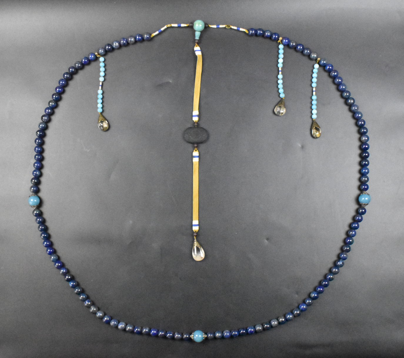 CHINESE COURT NECKLACE W LAPIS TURQUOISE 33a82b