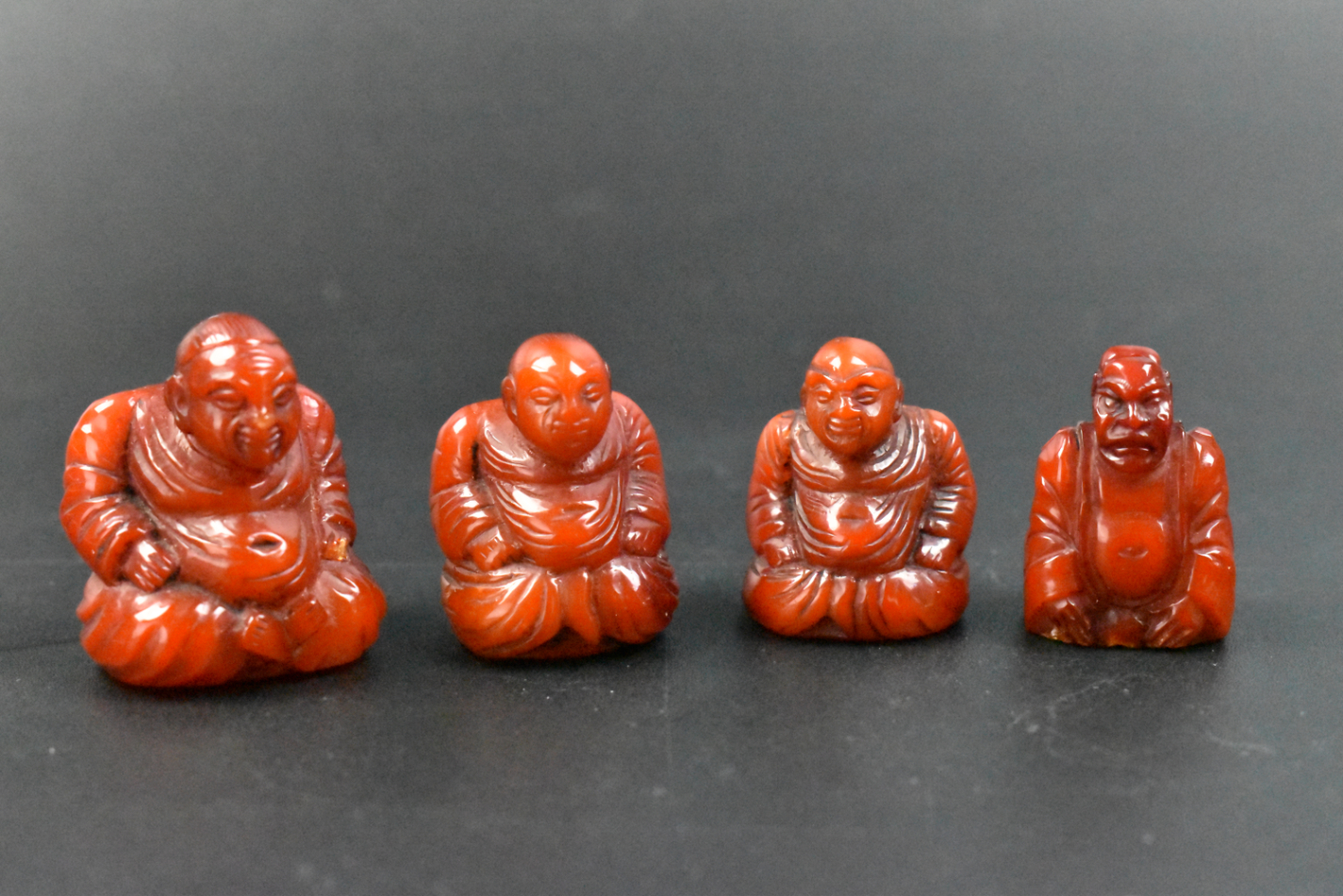 4 CHINESE BEESWAX CARVED FIGURINES,