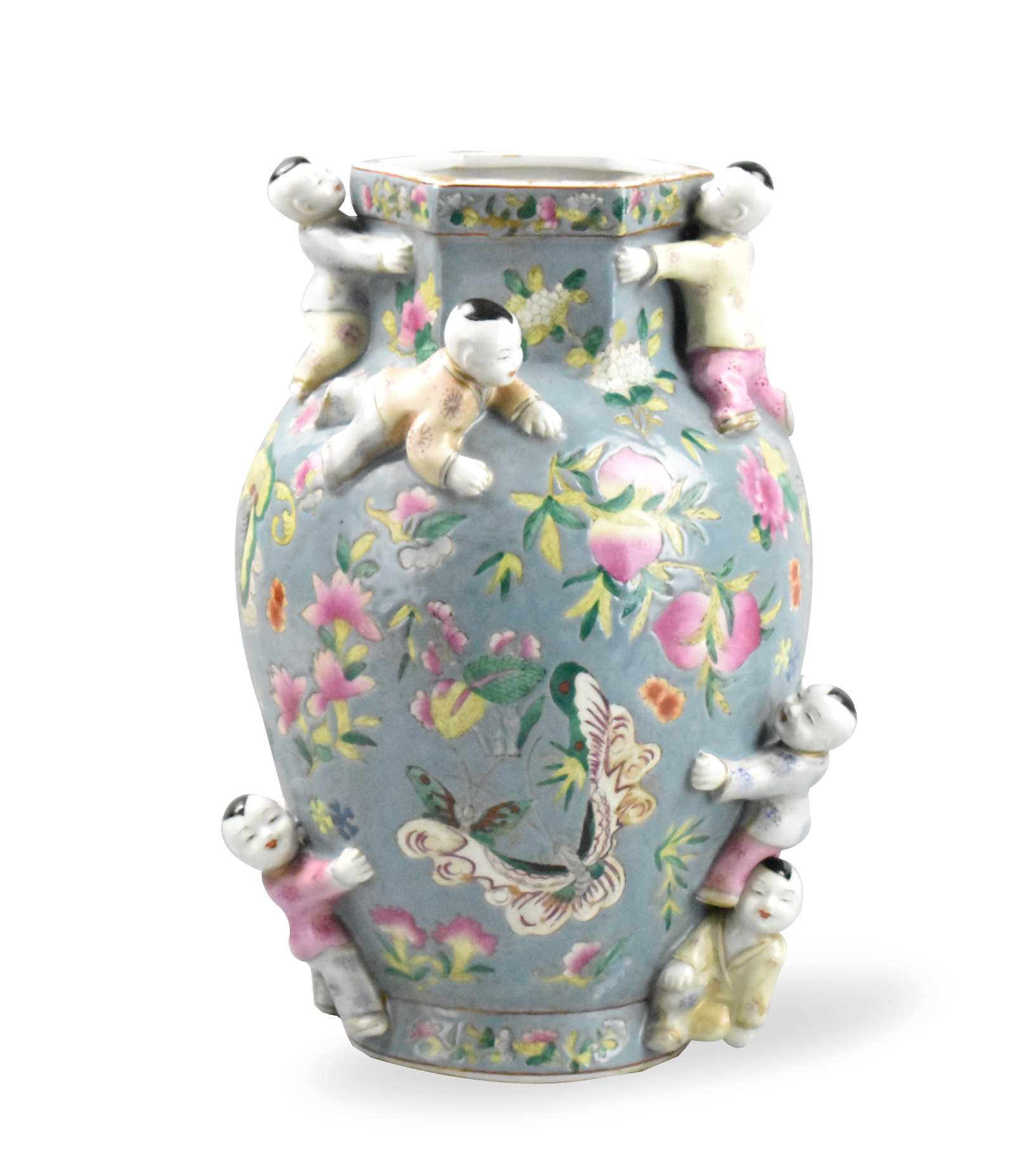 CHINESE FAMILLE ROSE VASE W CHILDREN ROC 33a83e