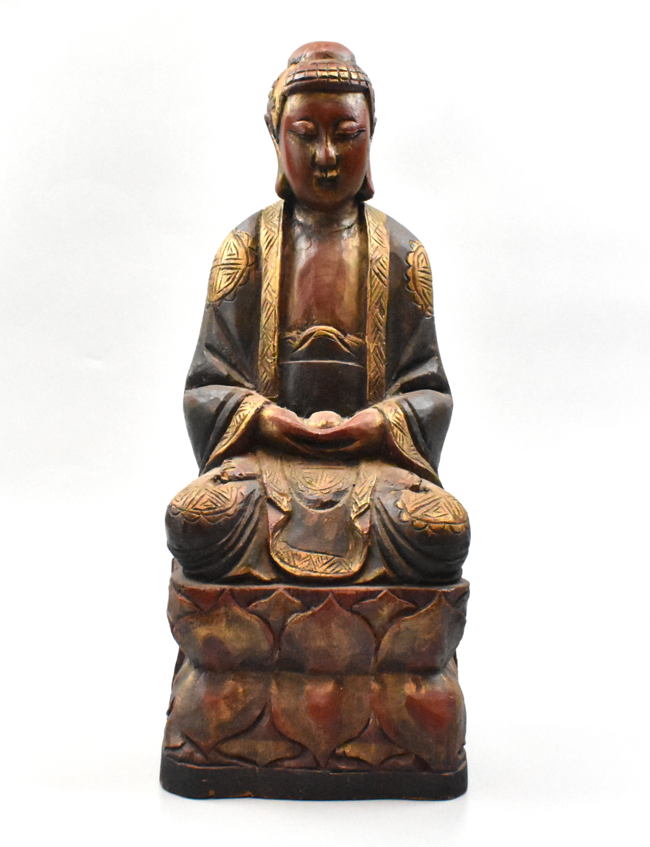 CHINESE GILT WOOD LACQUERED GUANYIN