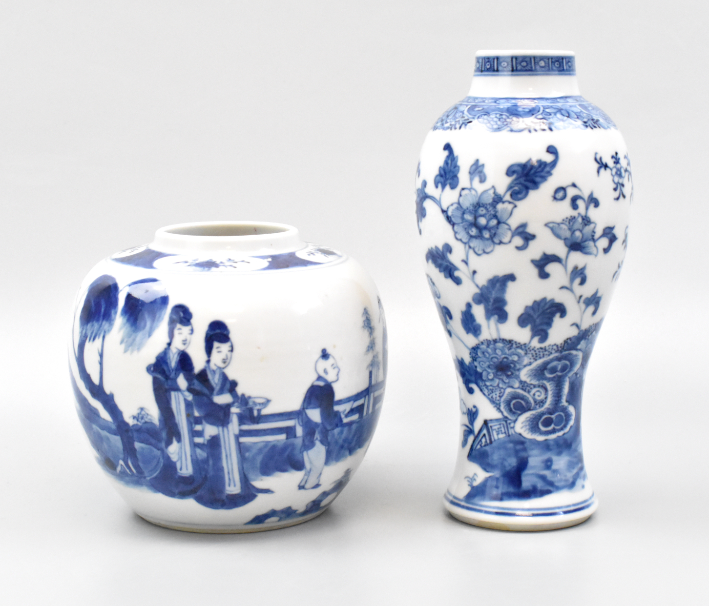 CHINESE BLUE & WHITE VASE AND JAR,19TH