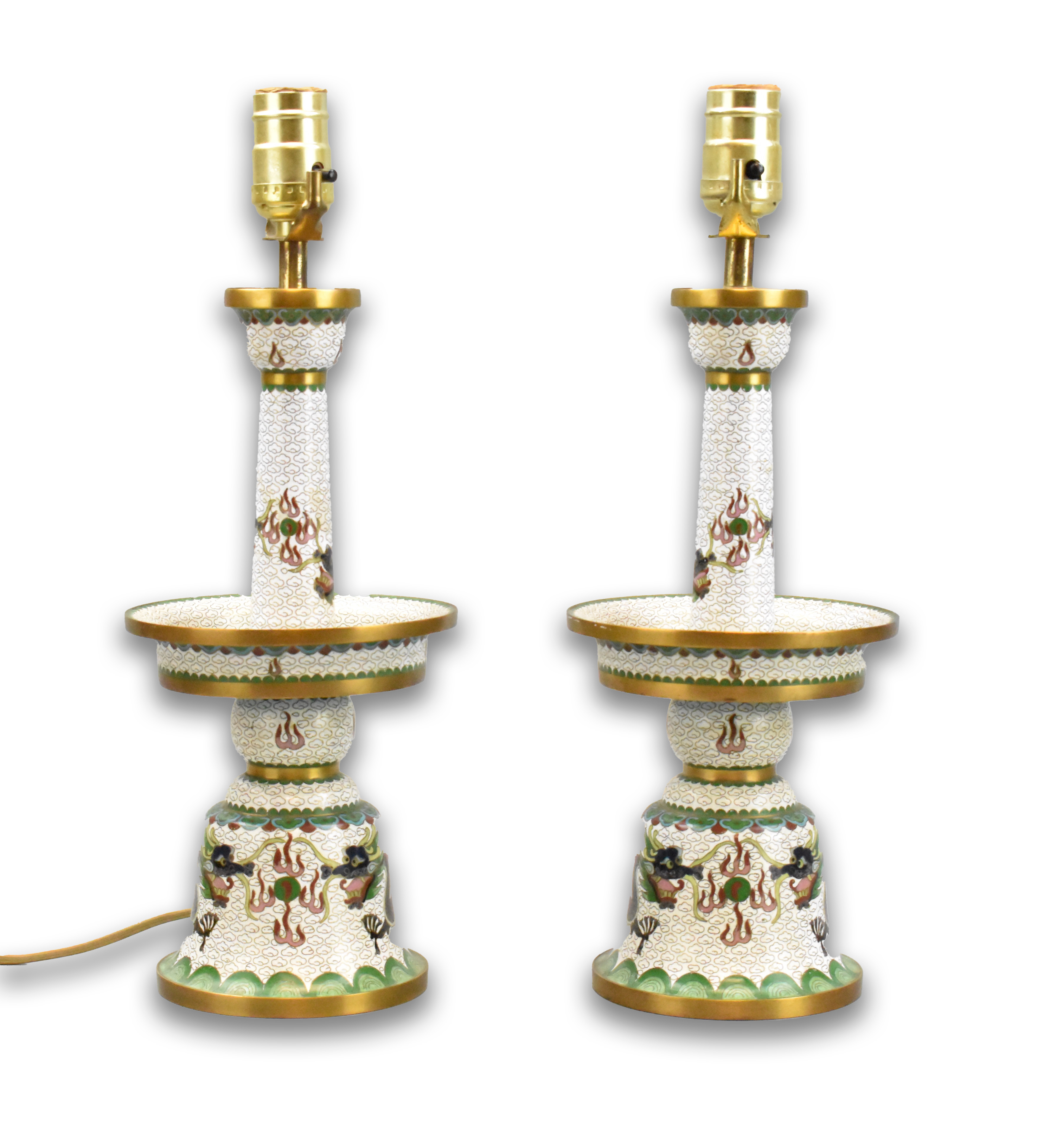 PAIR OF CHINESE CLOISONNE CANDLE