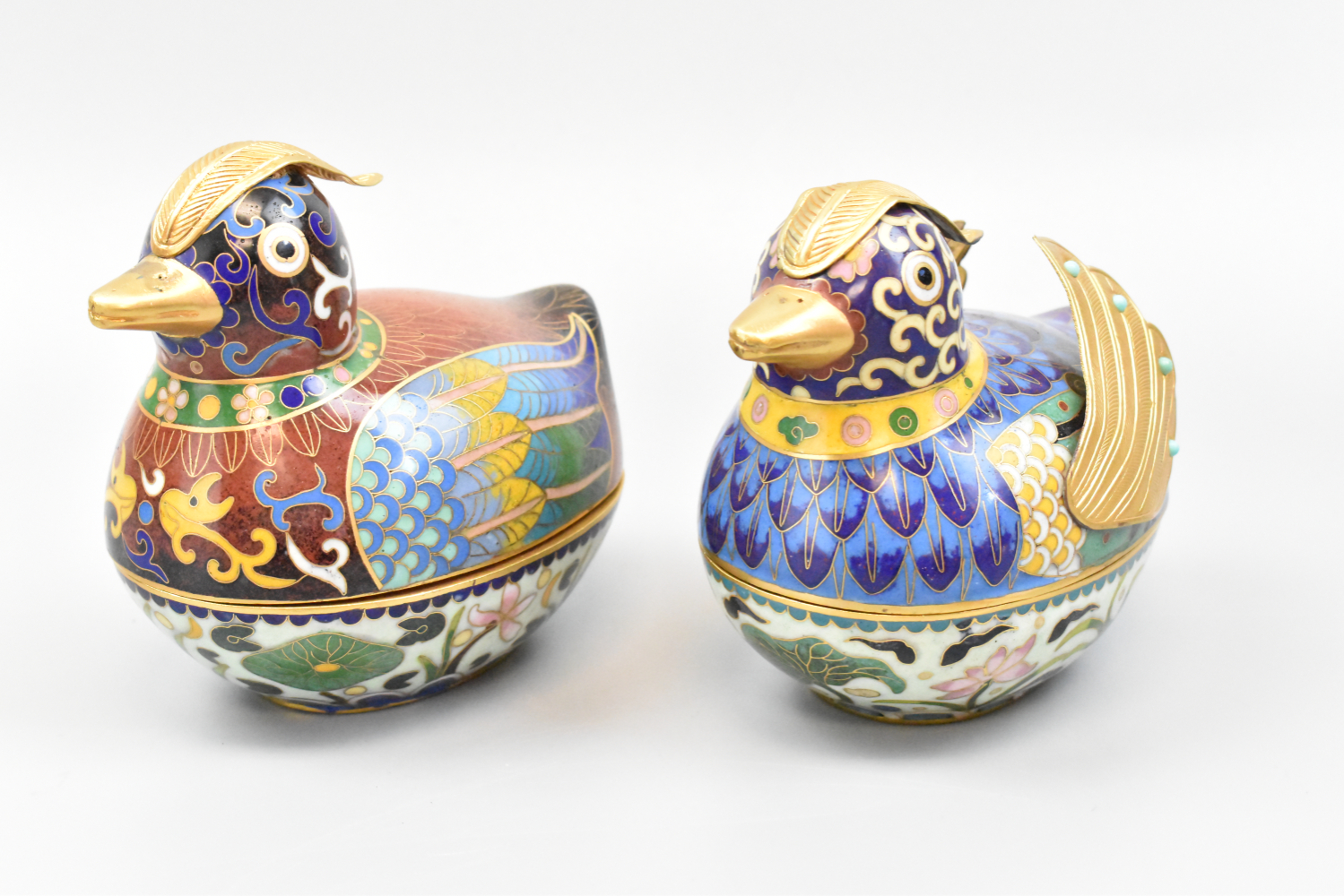 PAIR OF CHINESE CLOISONNE DUCKS,20TH