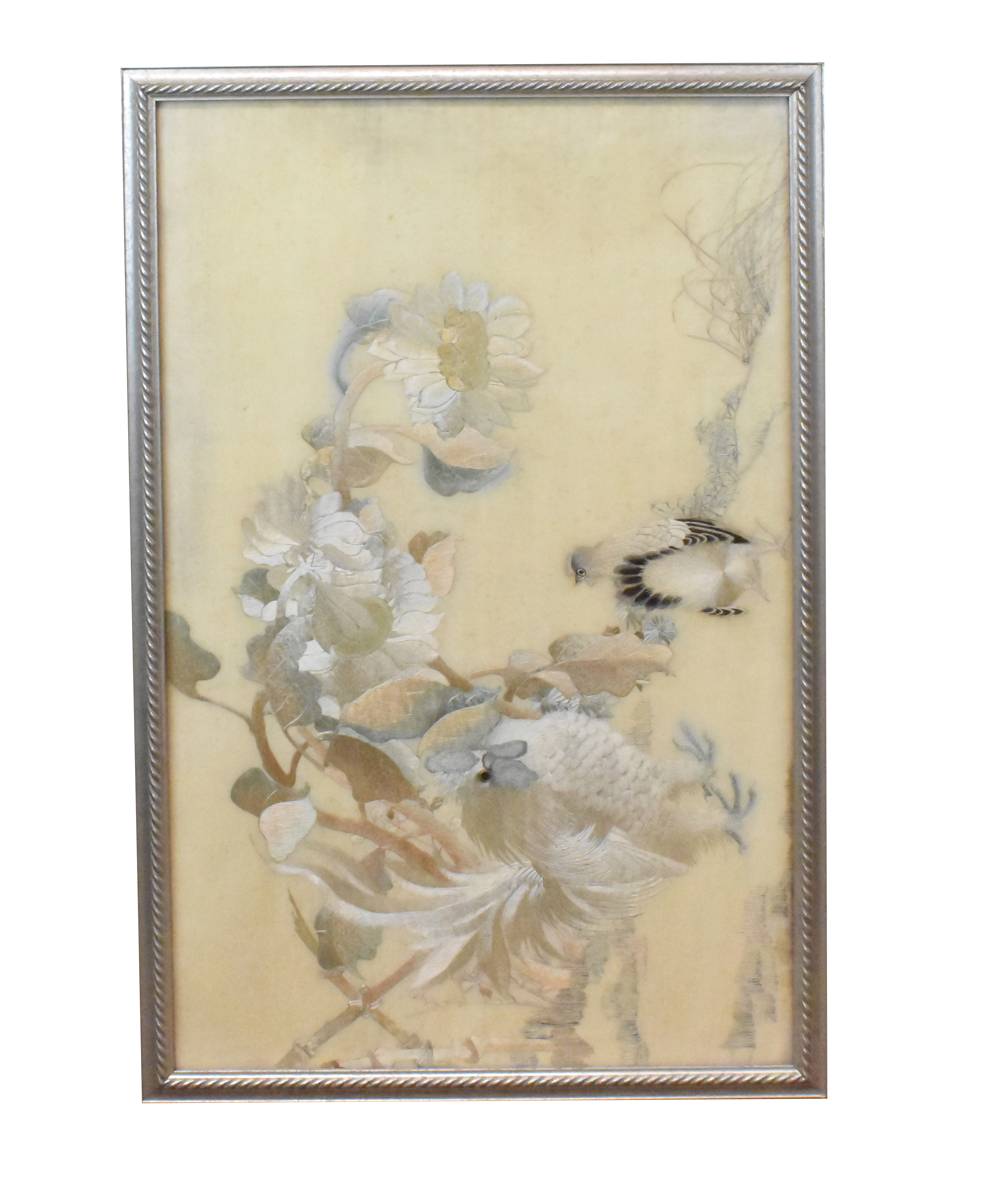 A FRAMED CHINESE SILK EMBROIDERY,20TH