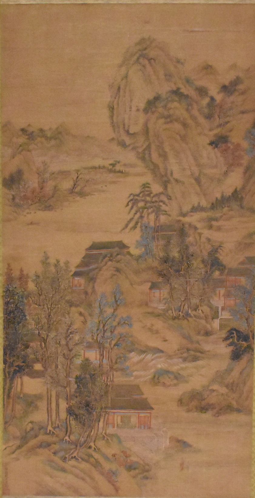 CHINESE SILK PAINTING OF LANDSCAPE,19TH