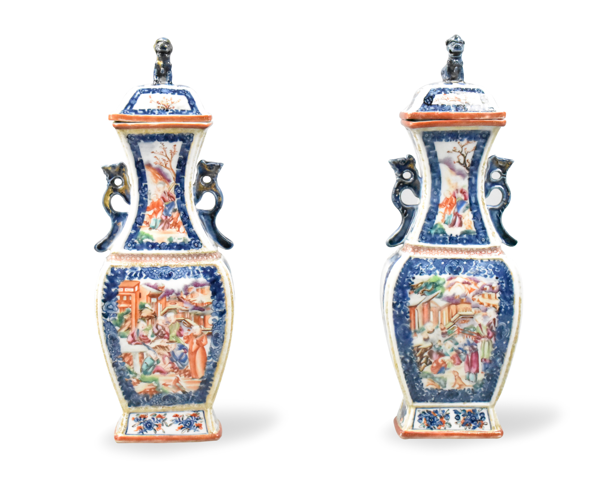 PAIR OF CHINESE CANTON ENAMEL COVERED