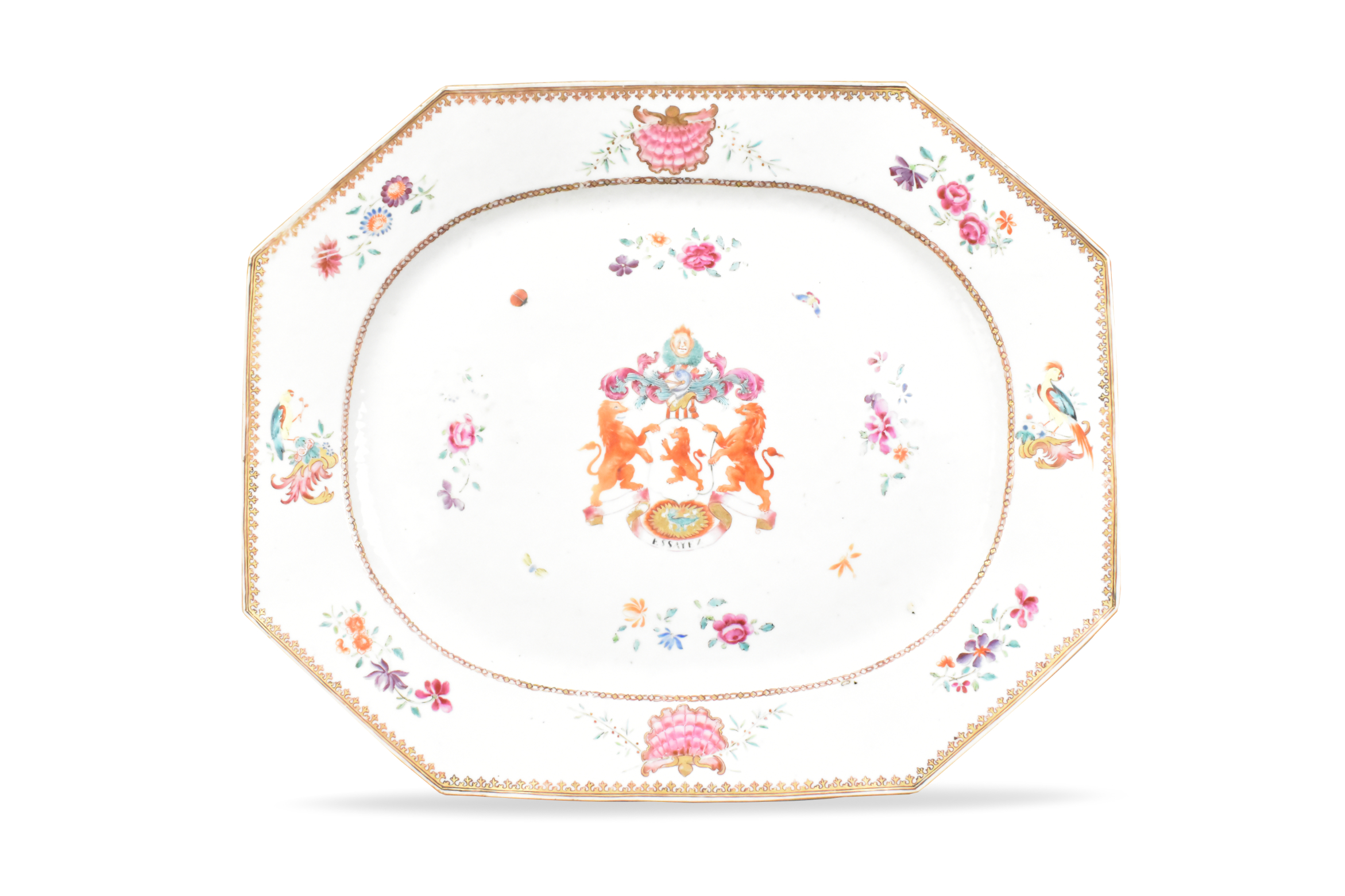 LARGE CHINESE OCTAGONAL ARMORIAL