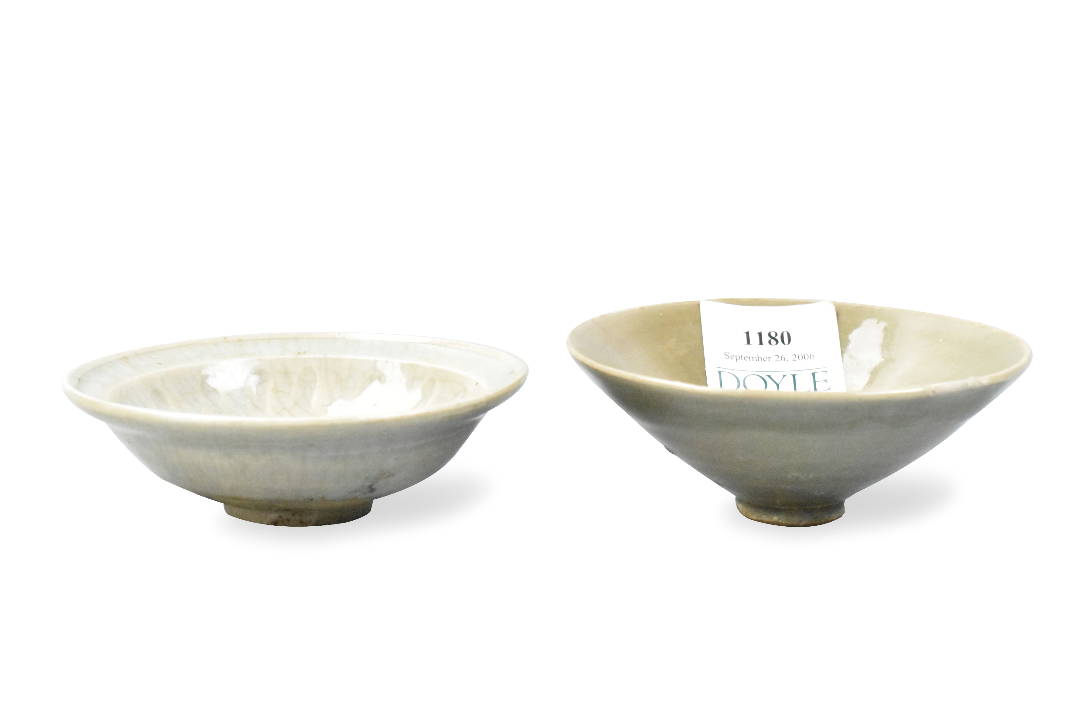 2 CHINESE CELADON GLAZED BOWL &