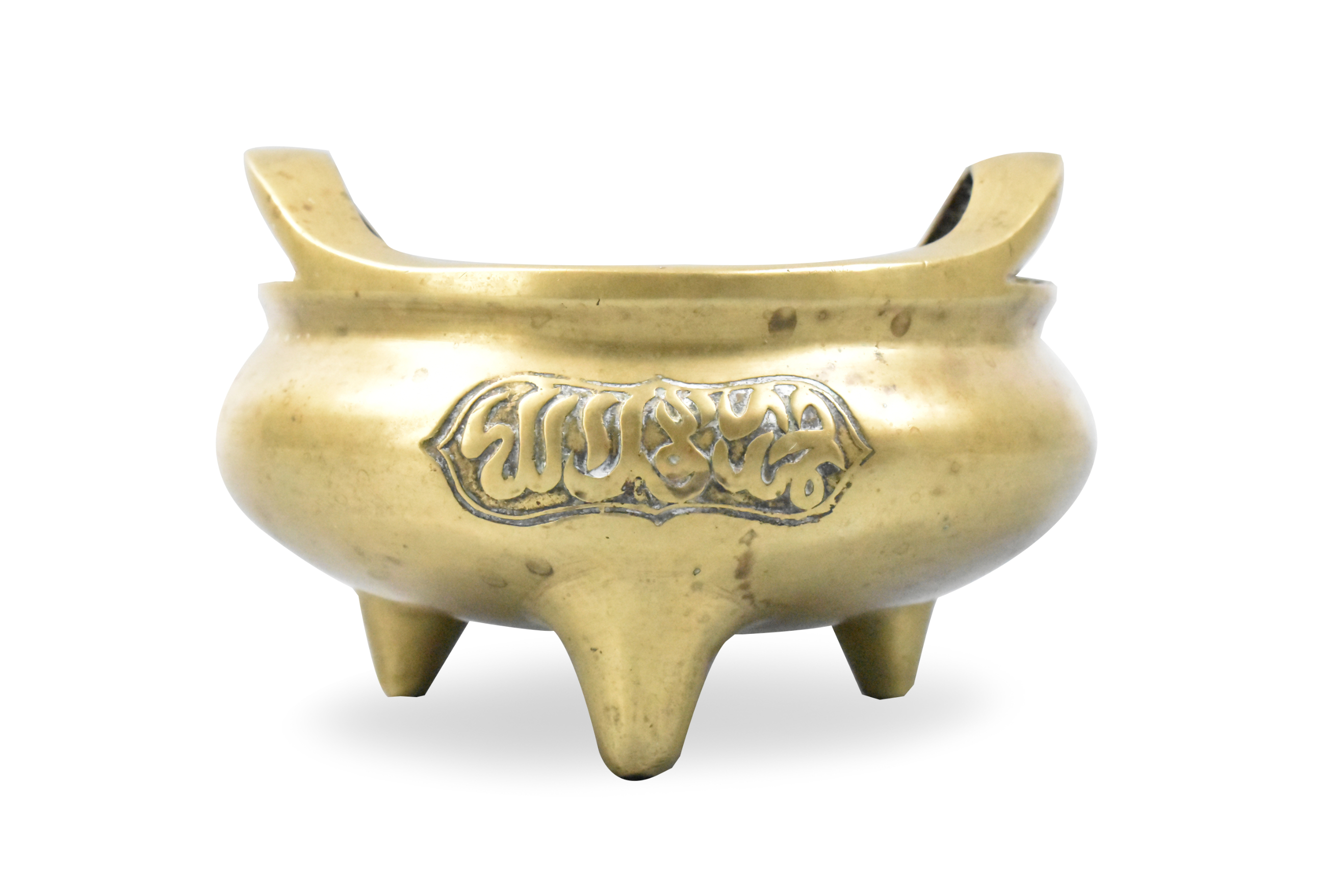 CHINESE GILT BRONZE TRIPOD CENSER,