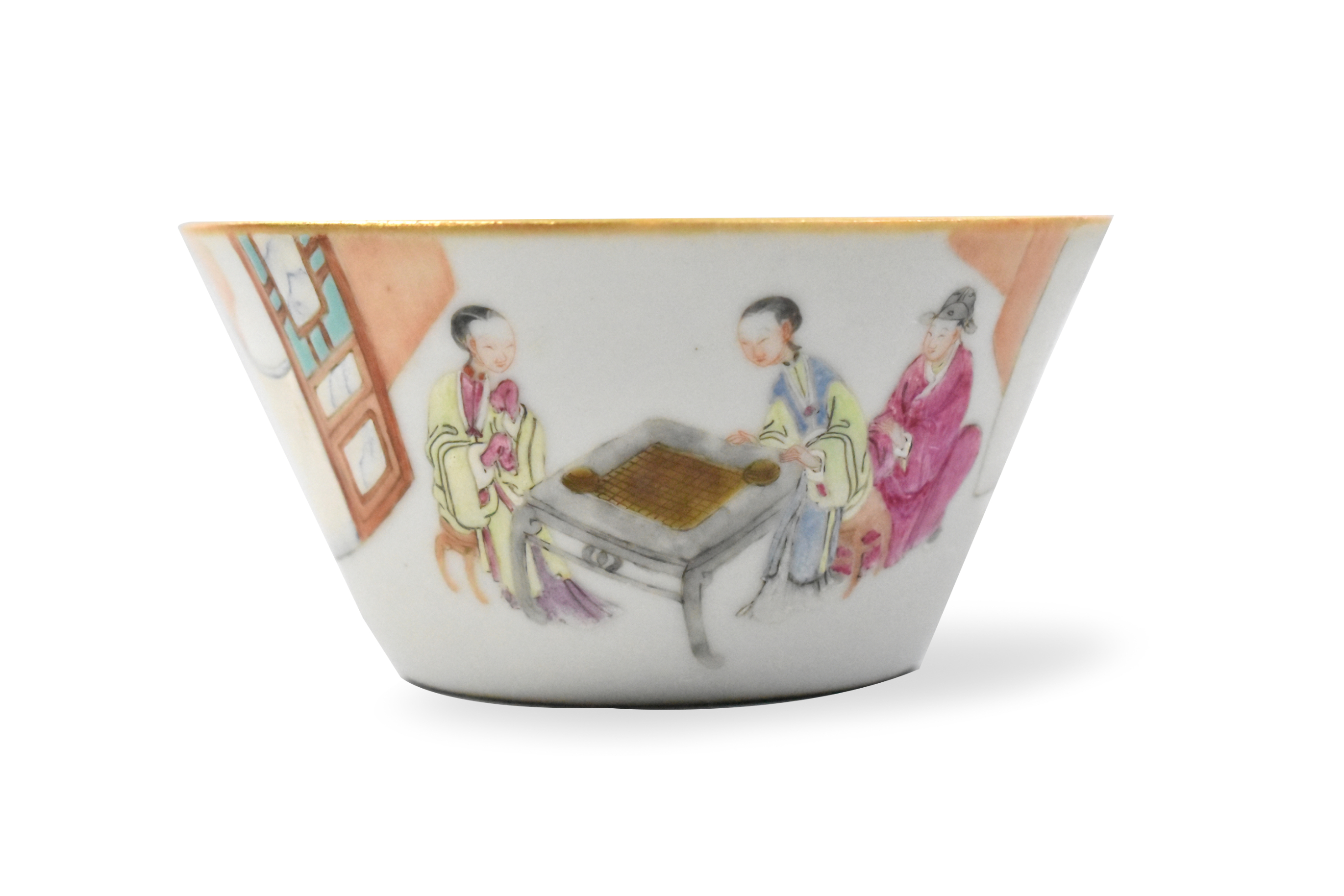 CHINESE FAMILLE ROSE CUP W FIGURES 19TH 33a931