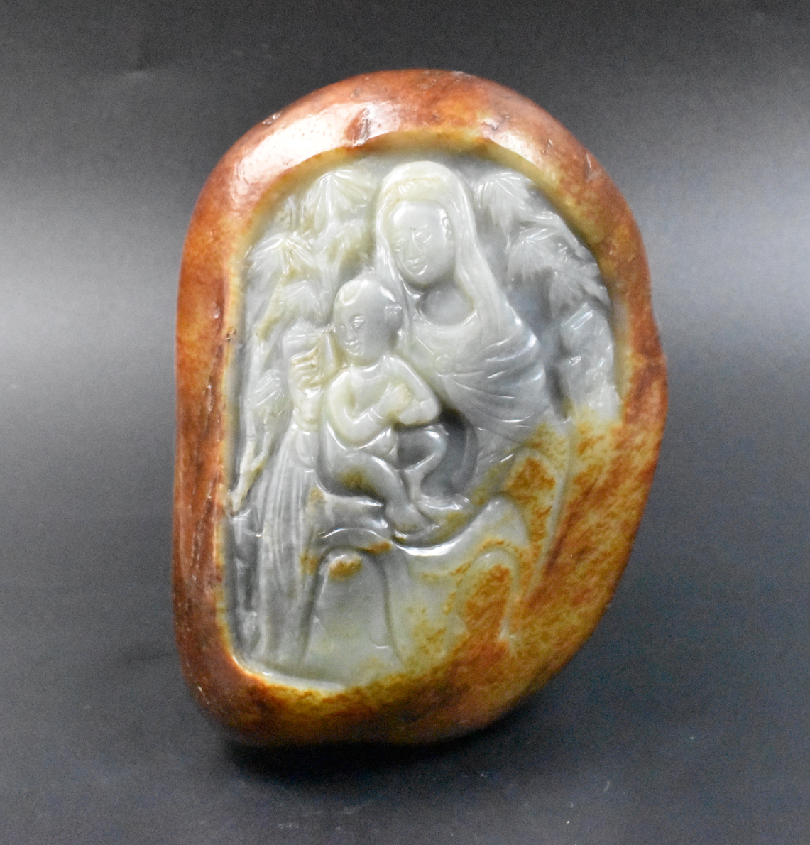 CHINESE CARVED JADE BOULDER W/