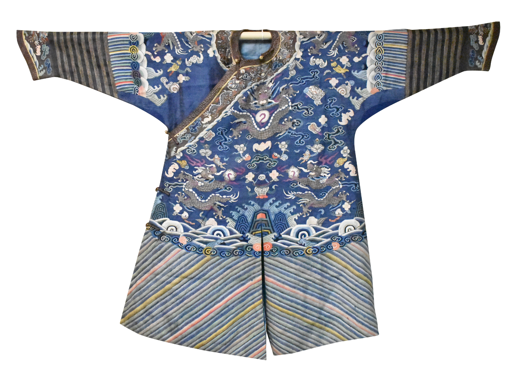 CHINESE BLUE SILK DRAGON ROBE  33a984